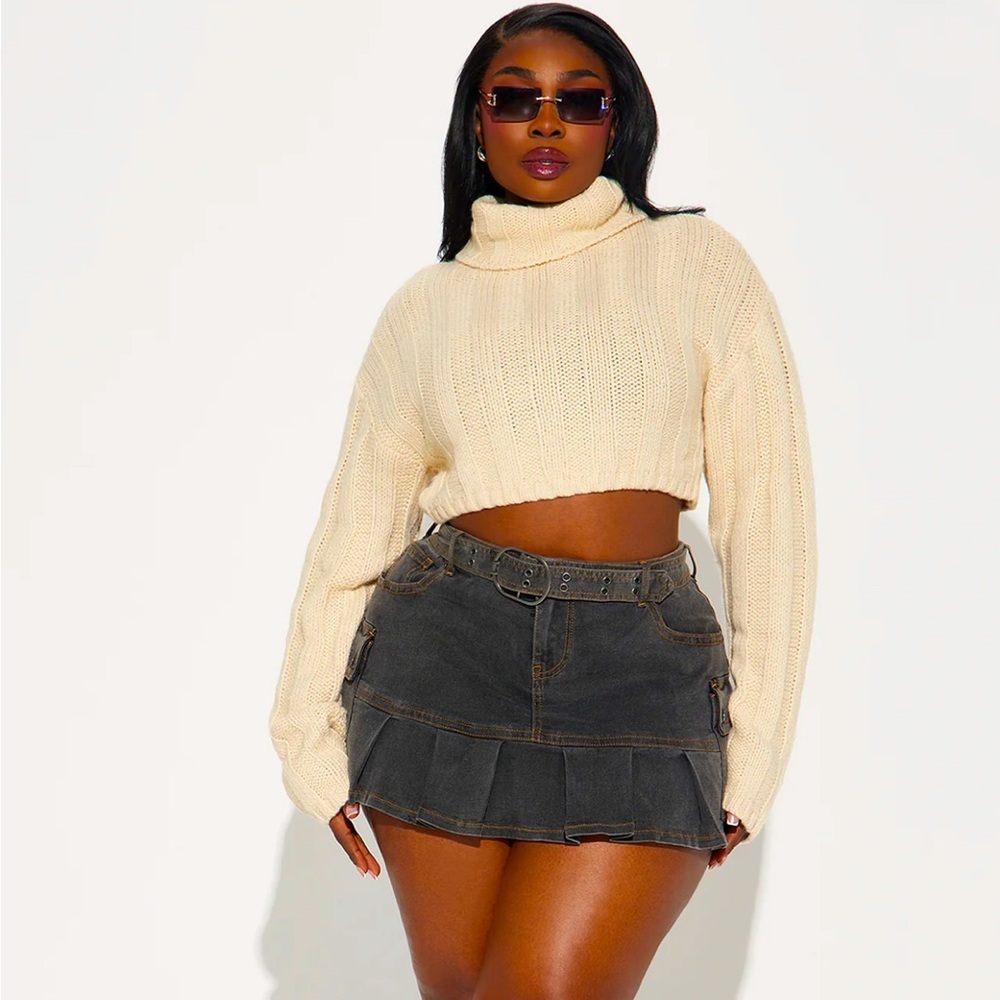 Dark Gray Pleated Mini Skirt - Picture 5 of 10